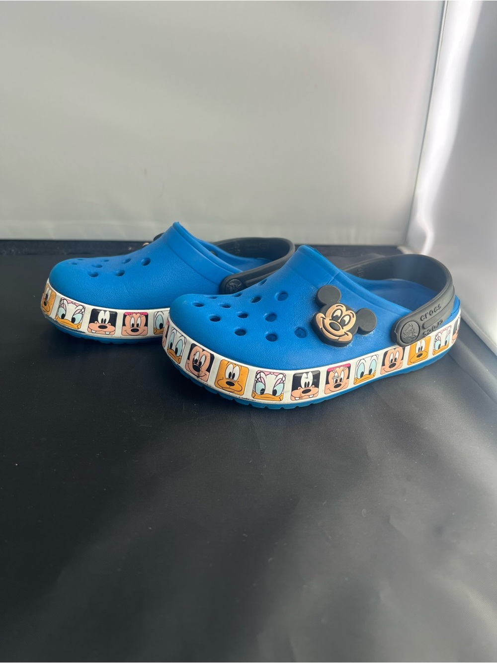 CROCS Kids Blue Slip-On Clogs with Mickey Mouse Charm size C 9
